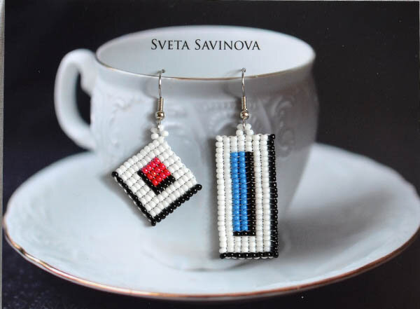 Асимметриченые серьг из бисера