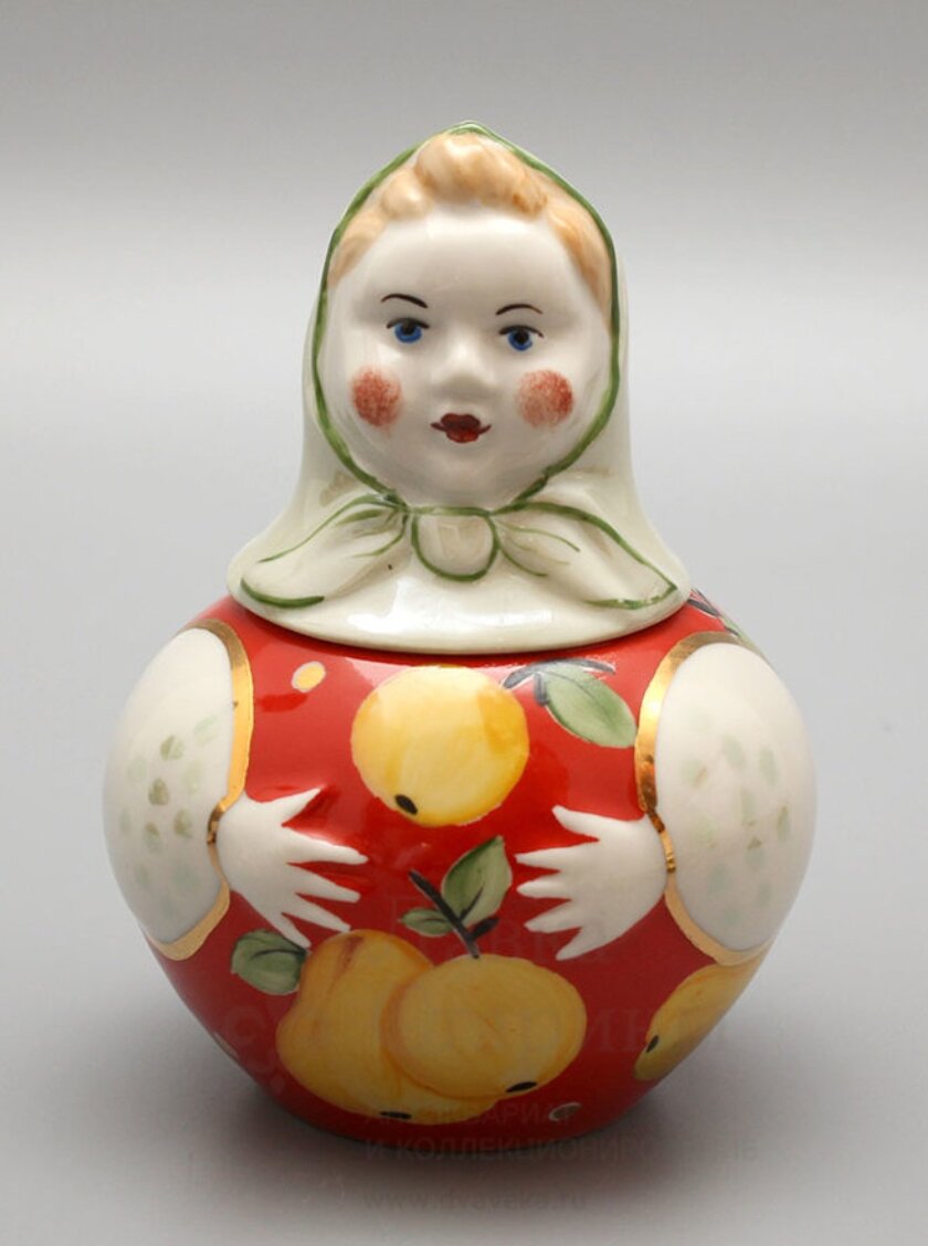 Чайница «Матрешка». Дулевский фарфоровый завод, 1950-60 годы, скульптор Воскресенская Т. И. Лавка старины.
