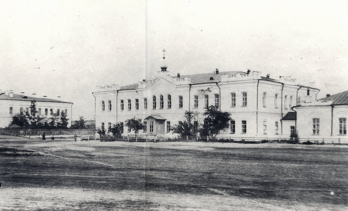 Первая мужская гимназия, построенная в 1876 г. по проекту Э.И.Эзета.  1889-1902 гг. Источник: https://pastvu.com/