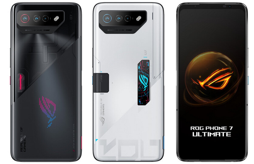    ROG Phone 7 (слева) и ROG Phone 7 Ultimate (по центру)
