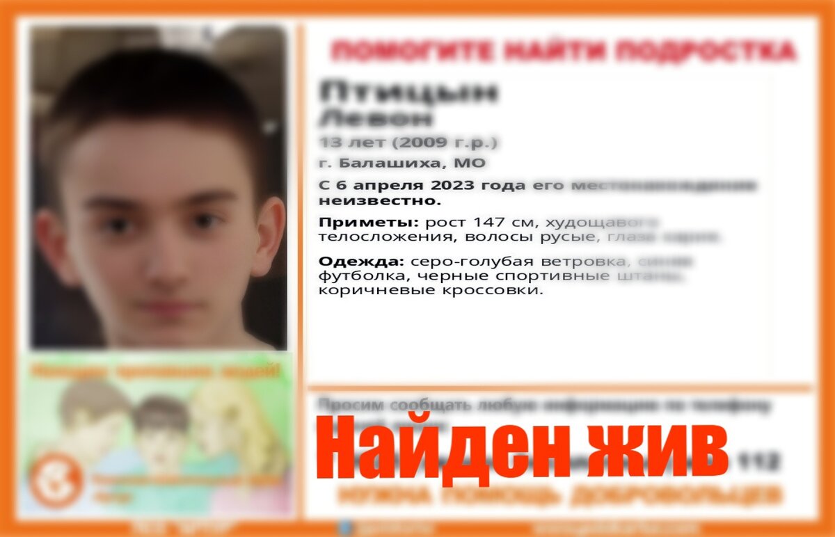 Внимание! Помогите найти подростка! Пропал Птицын Левон, 13 лет, | ПСО  АРТУР Россия | Дзен