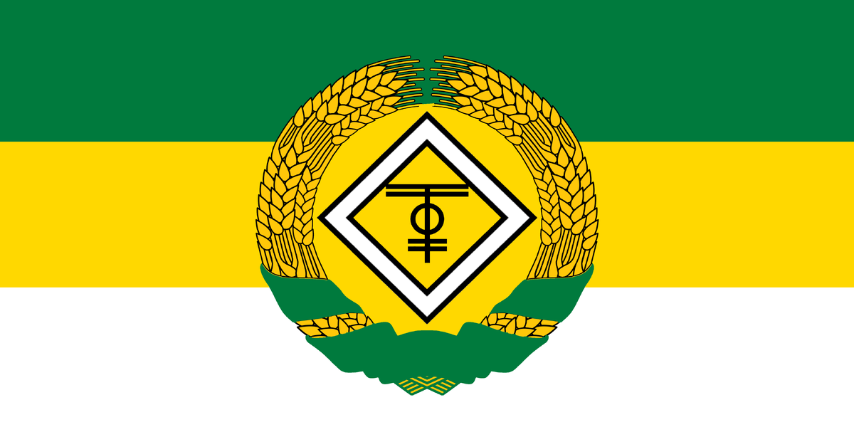 Флаг Интернационального Тэшисткого Прогрессивного Техномеритократического Государства (ИТПТГ) и символ Тэшизма как такового.