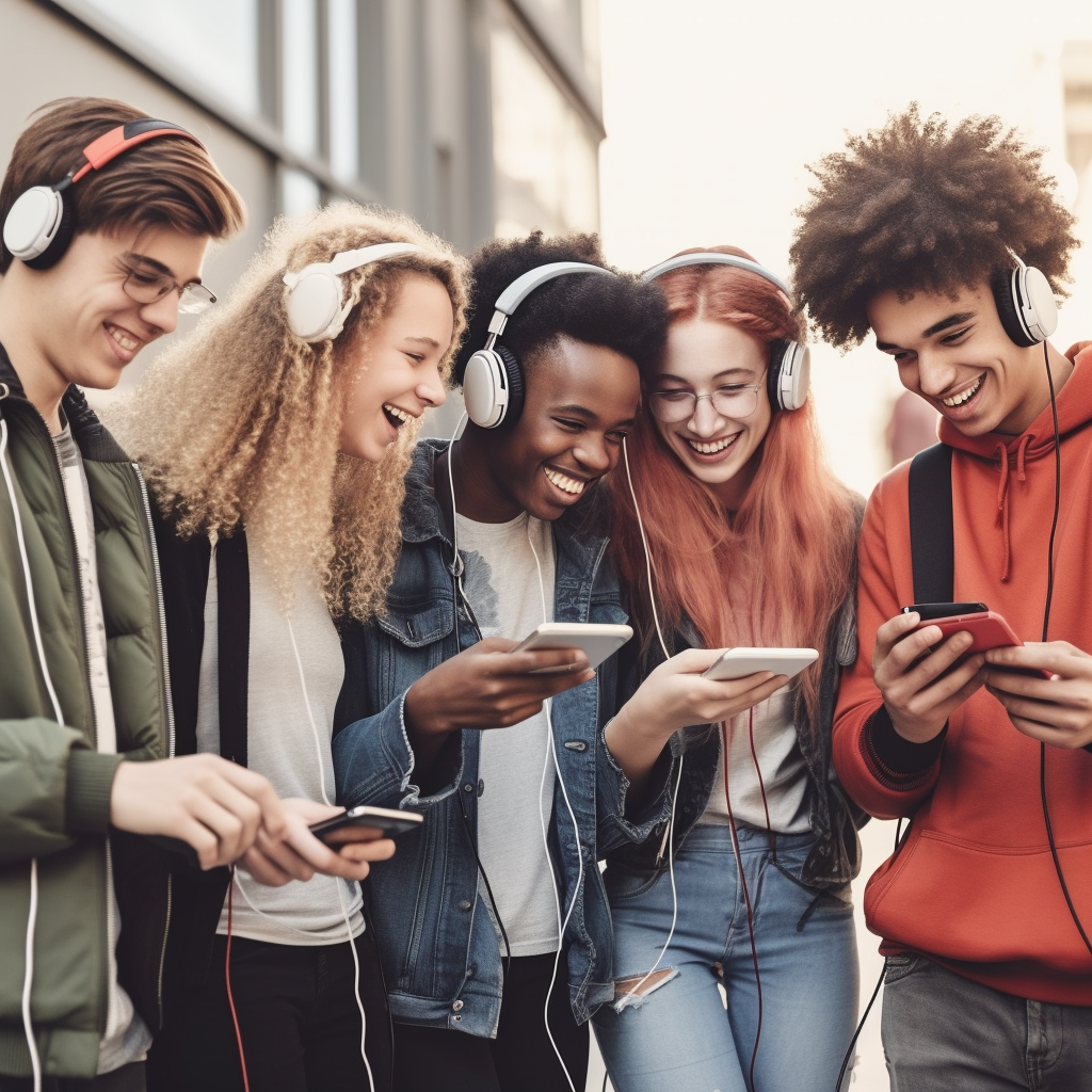Изображение группы людей слушающих музыку 