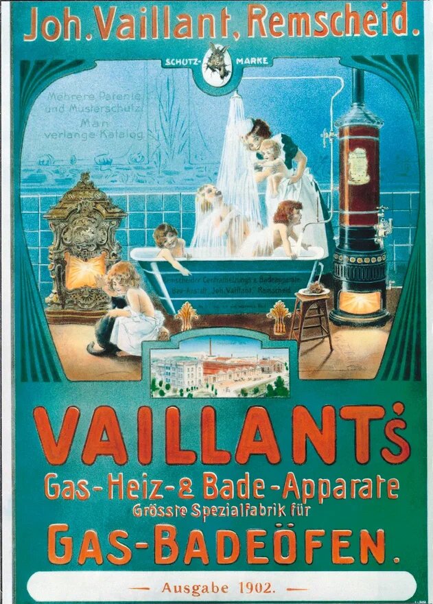 Реклама водонагревателей Vaillant, 1902 год