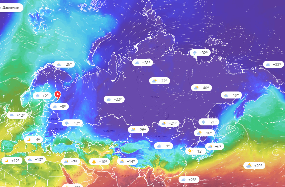 Прогноз погоды на карте