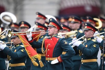    Сводный военный оркестр на военном параде в честь 76-й годовщины Победы в Великой Отечественной войне в Москве. ©Владимир Астапкович РИА Новости