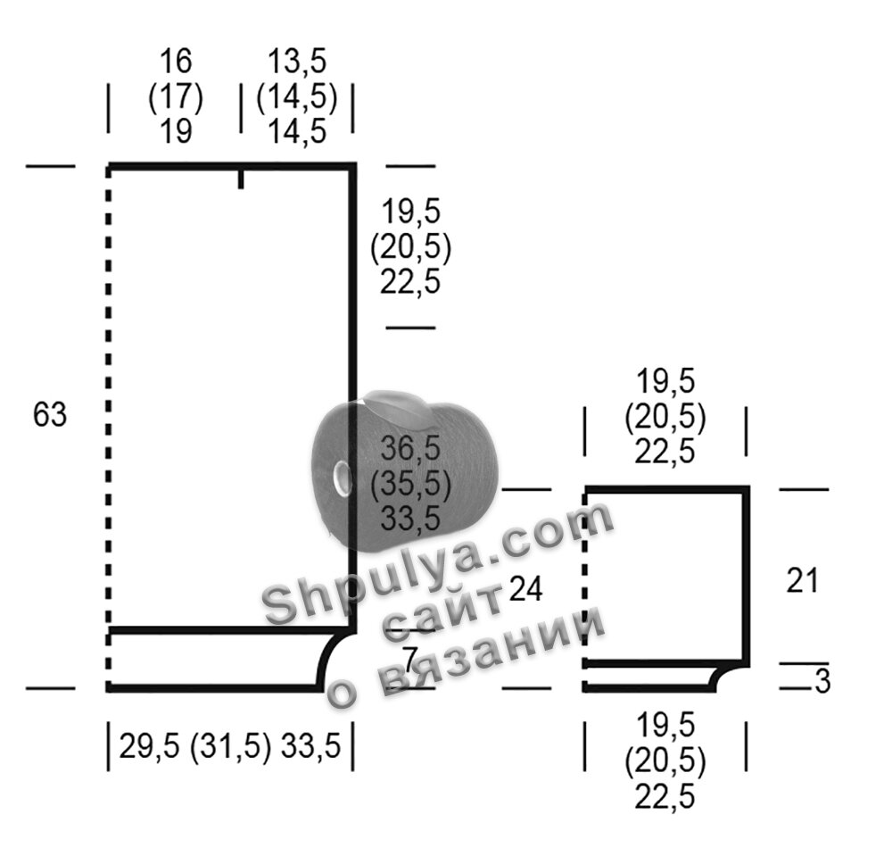 Выкройка для вязания ажурного летнего пуловера: