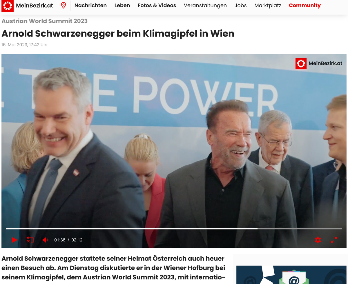 Скриншот веб сайта австрийского СМИ meinbezirk.at