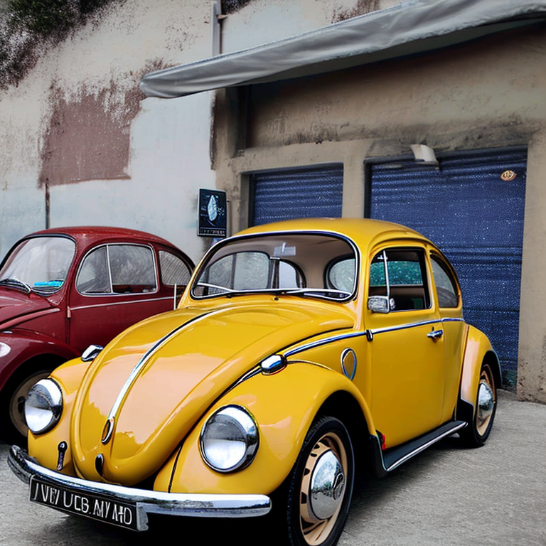 Retro Yellow Volkswagen Beetle