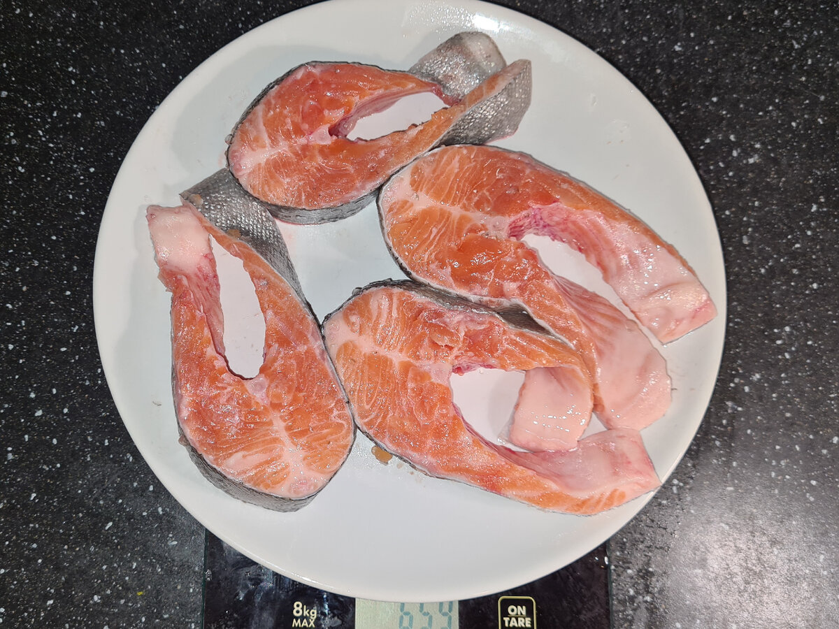 4 стейка  по 164 грамма.