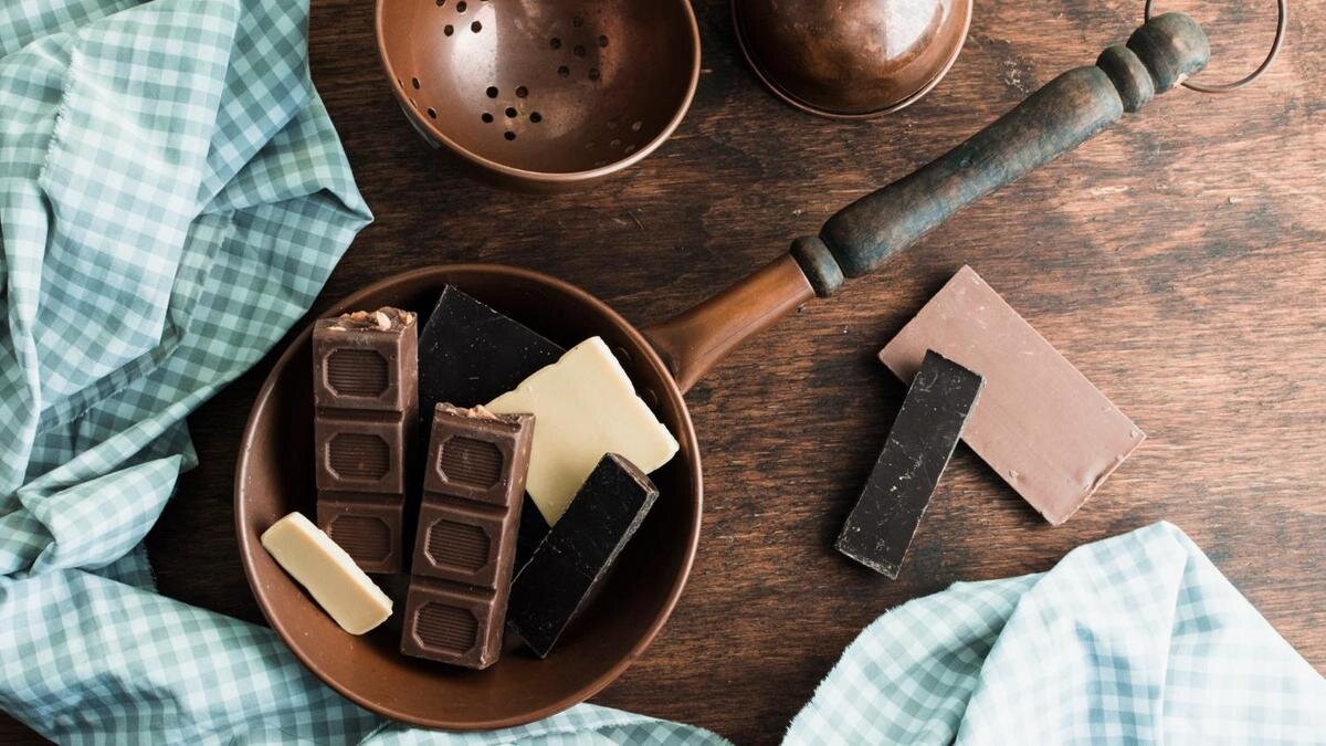    Сливочное масло и шоколад в сотейнике:Freepik