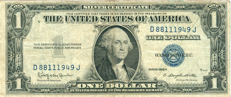                                    1 доллар США 1935 года (лицевая сторона).