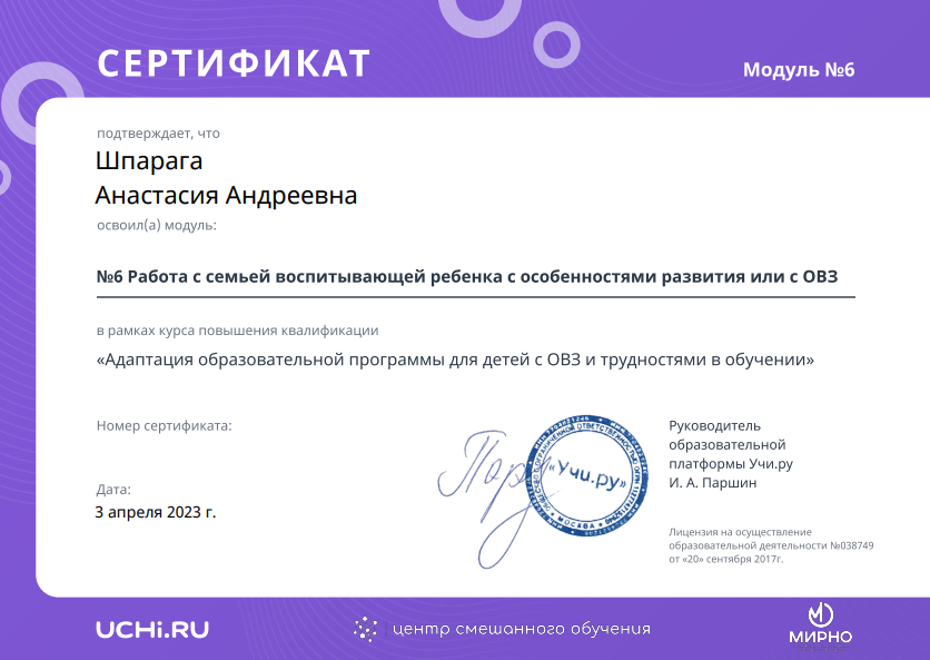 Работа с семьей, воспитывающей ребенка с особенностями развития или с ОВЗ