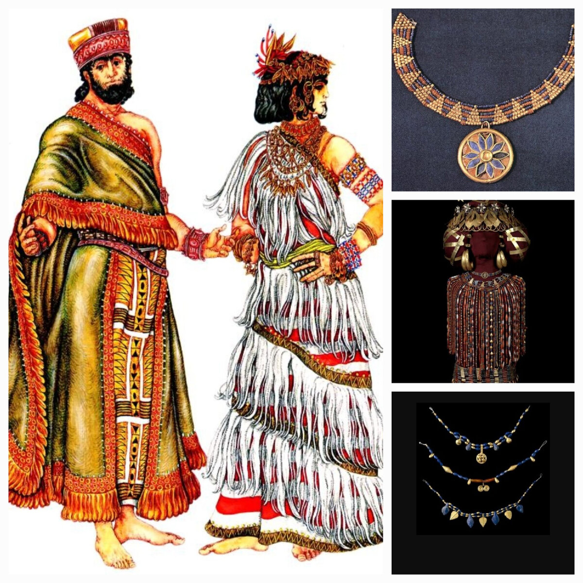 Костюмы  и украшения шумеров. Материал из сети.