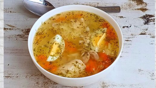 Быстрый куриный суп с вермишелью