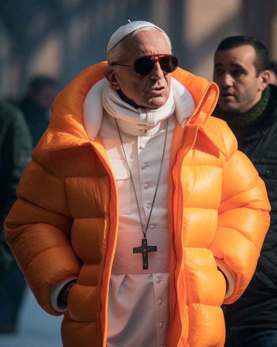 "Модный Папа", сгенерированный Midjourney