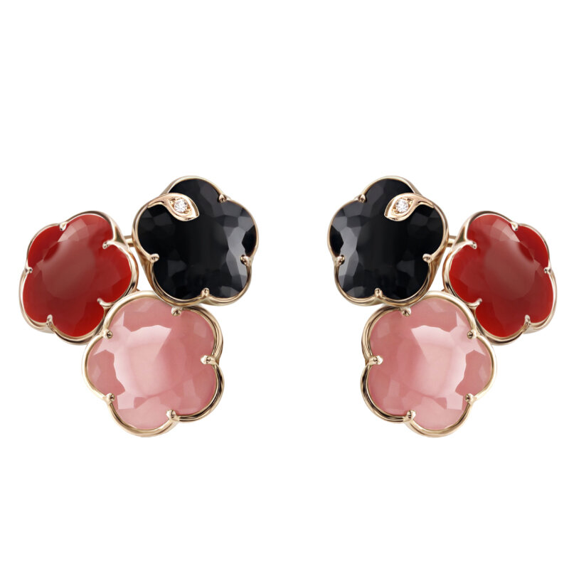 Серьги Pasquale Bruni Ton Joli из розового золота с бриллиантами, халцедоном, ониксом и карнелианом