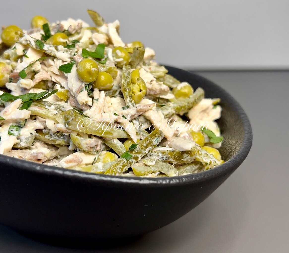 Мясной салат, пошаговый рецепт на ккал, фото, ингредиенты - Лана