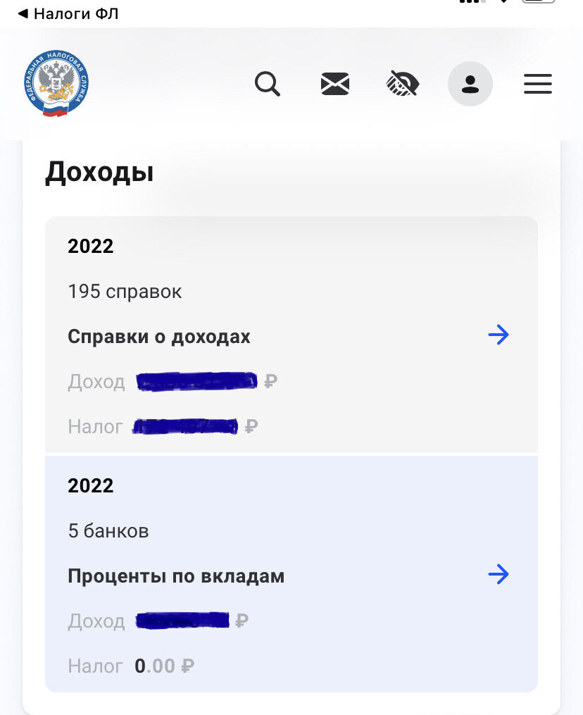 195 источников дохода - из мобильного приложения ФНС (фото автора)