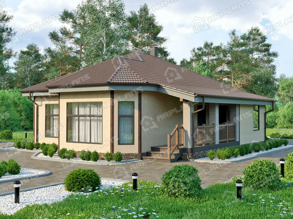 Вид на главный и правый фасады. Источник изображения: Дзен-канал "Arplans.ru - проекты домов"