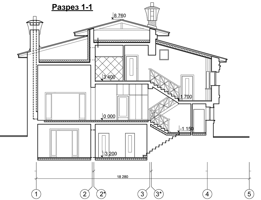 Проект дома 330 м2 в стиле барокко с цокольным этажом - PA-35