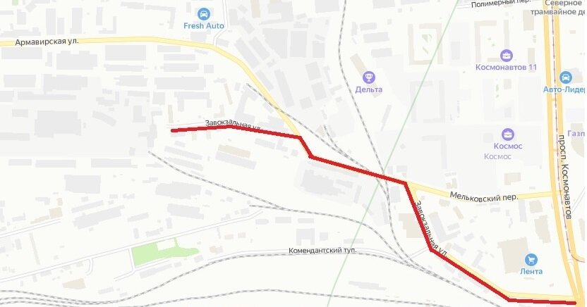 Улица Завокзальная (Екатеринбург) © Яндекс