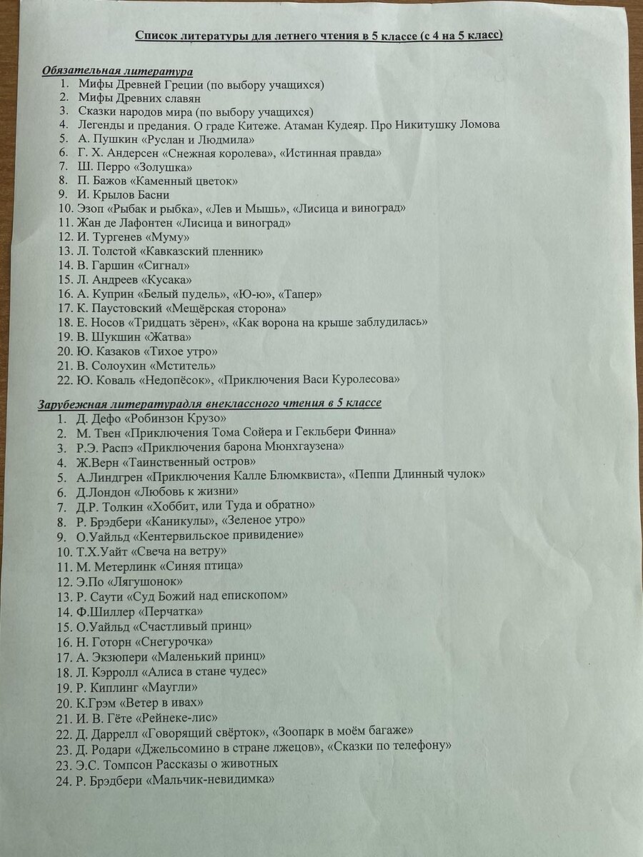 Список литературы на лето для 4-5 класса | Что творится в школе | Дзен