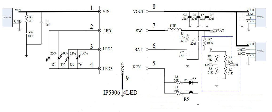 Ip5306 микросхема схема подключения