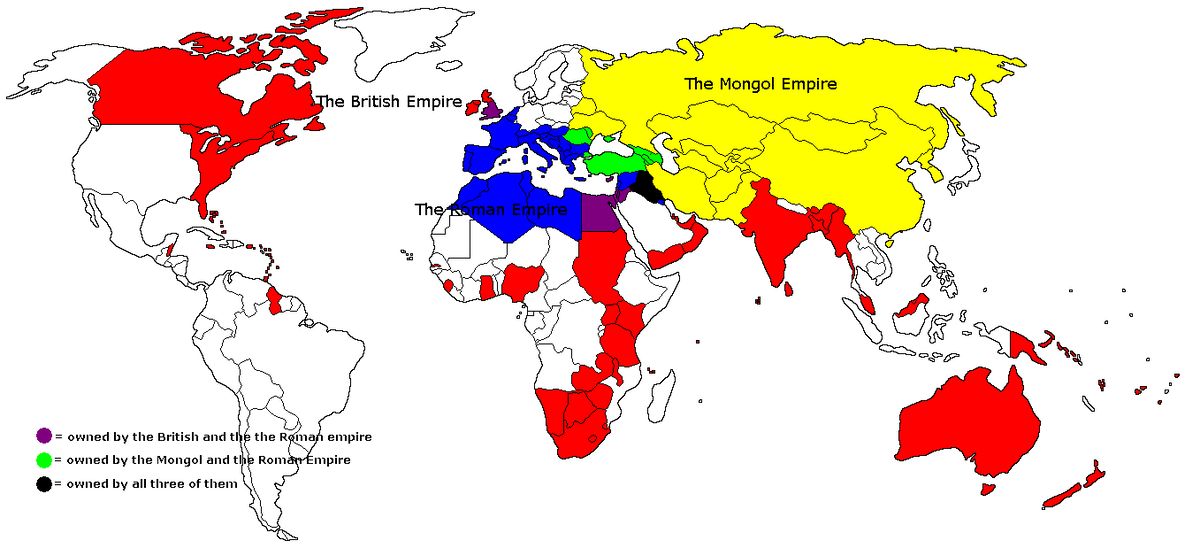 Карта расположения империй суши и моря с очертанием Британской Индии
