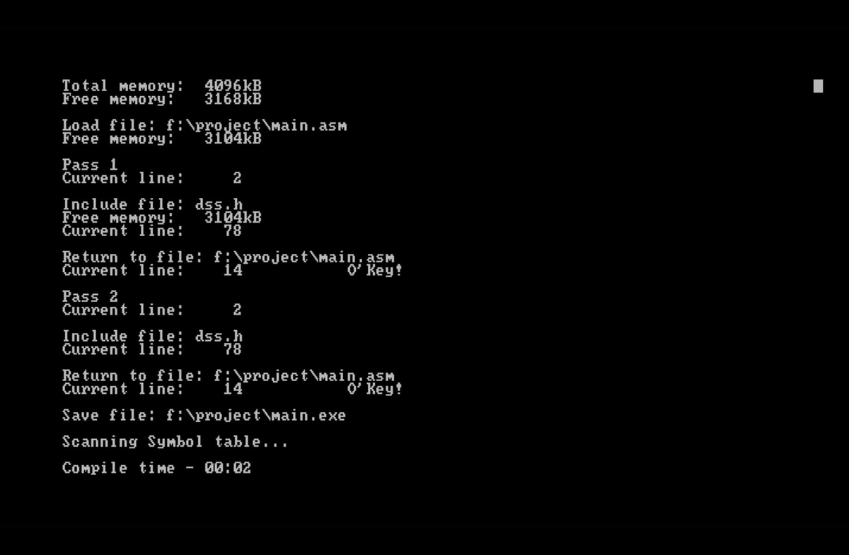 Процесс компиляции исходного кода компилятором orgasm.