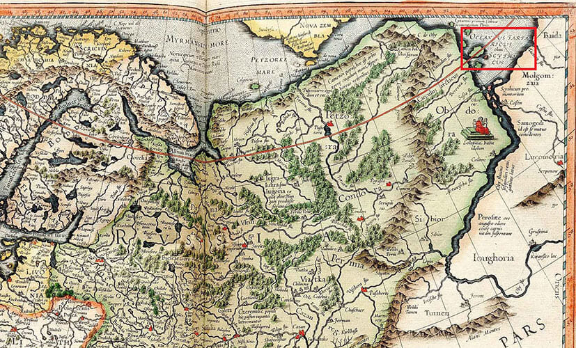 Карта России Меркатора 1595 г. Фрагмент.
