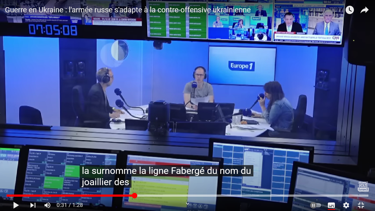 Субтитры: "Прозваны линией Фаберже..." Скриншот с канала Europe1 в YouTube.