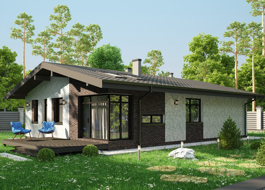 Проект дома FlatHouse-100 м2 со скатной кровлей