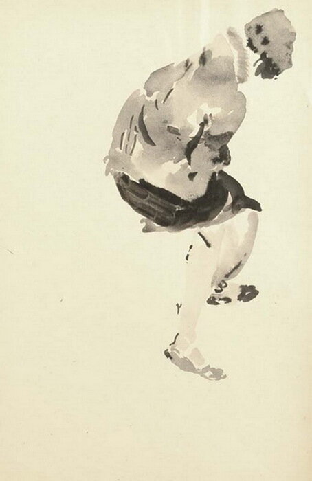 Э.М. Криммер (1900-1974). Модель. 1920-е гг. Бумага, ламповая копоть. 34,3 х 22 см. Галеев Галерея, Москва. 