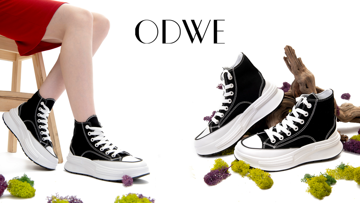 ODWE Кеды женские летние высокие на толстой подошве платформе