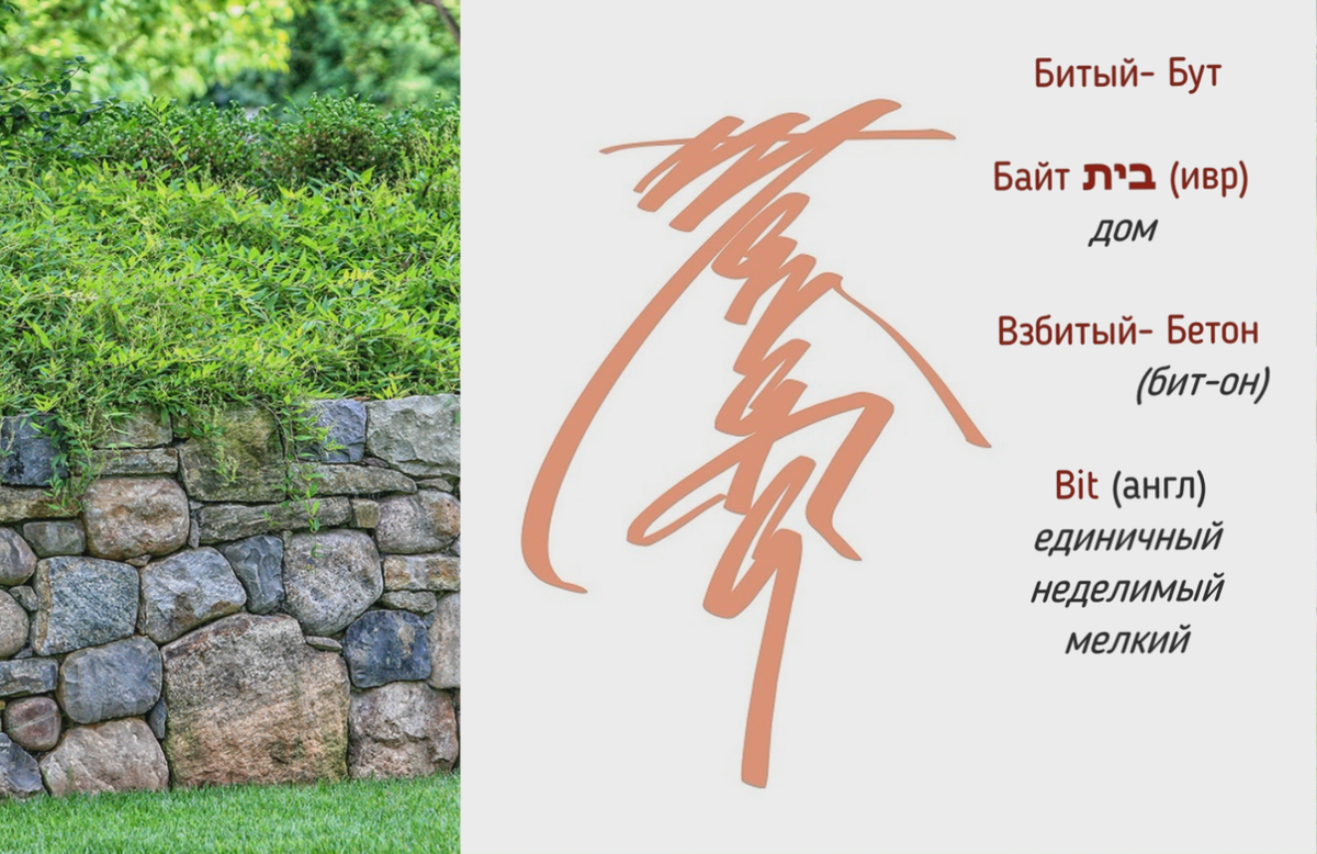 Иностранные слова произошли от русского протокорня  БИТ(ый)   