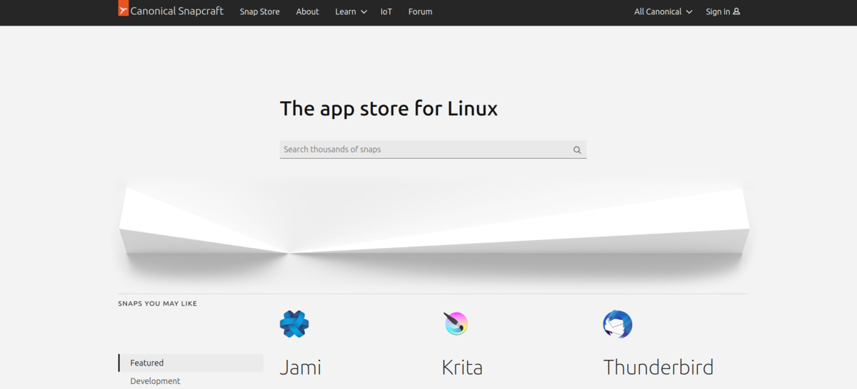 Snapcraft | Начальный экран