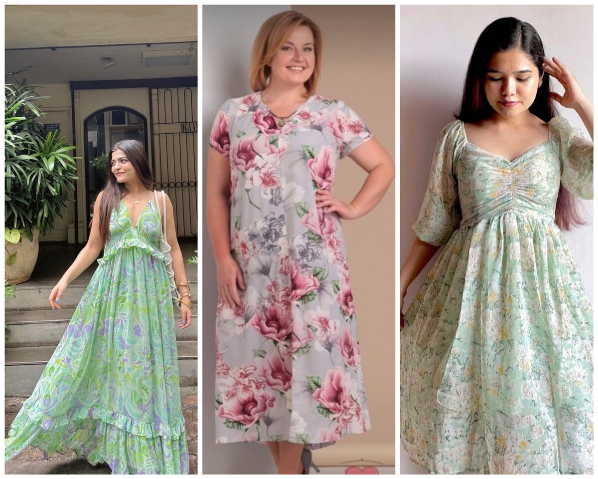 Неудачные принты на платьях для женщин с немаленькими размерами.