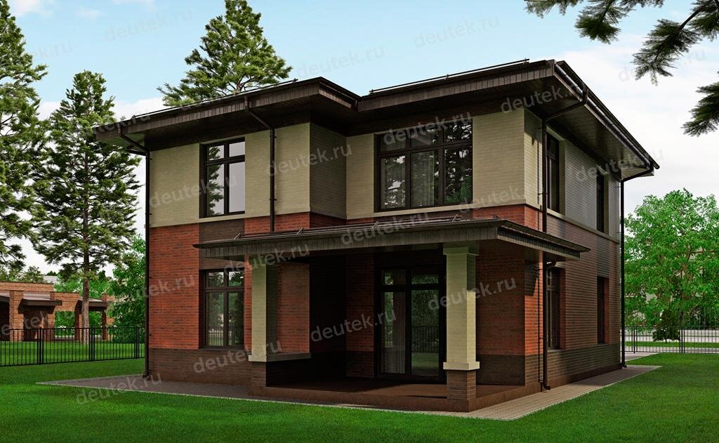 Проект двухэтажного дома 162 м2 из керамоблока с террасой - DT0338