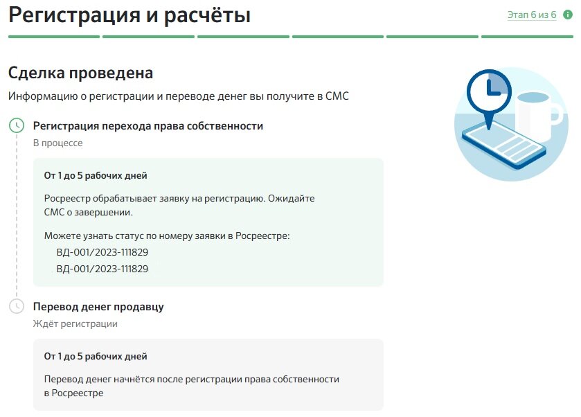 Вот ориентировочные сроки на этапе перехода прав