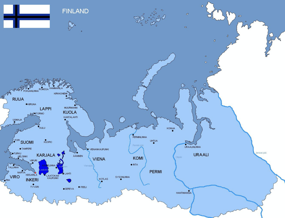 Идея Великой Финляндии, которую финское правительство подняло на флаг, предполагала не ограничиваться только Карелией, но и включить в состав страны части Прибалтики, Норвегии и Швеции. Самые смелые и вовсе думали дойти до Урала. 