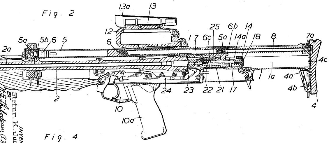 Схема автоматической винтовки Джонсона. Рисунок из патента.