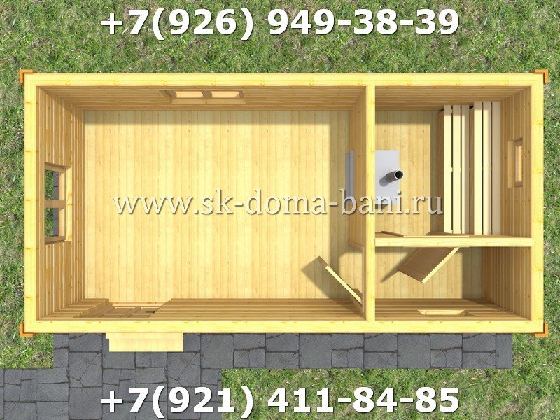 Проект Б-4 3х6 м баня из профилированного бруса недорого