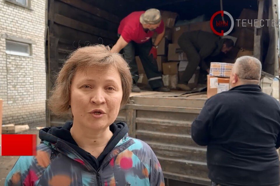     Представитель фонда Светлана рассказала, что помощь будет доставлена в Лисичанск, Рубежное, а также в села Республики. Фото: Скриншот видео «Сыны Отечества»