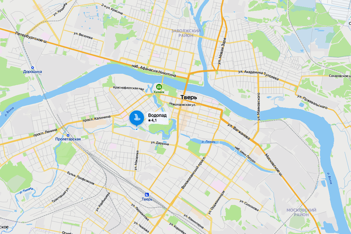 Место проведения на карте ("Водопад"). Листайте.