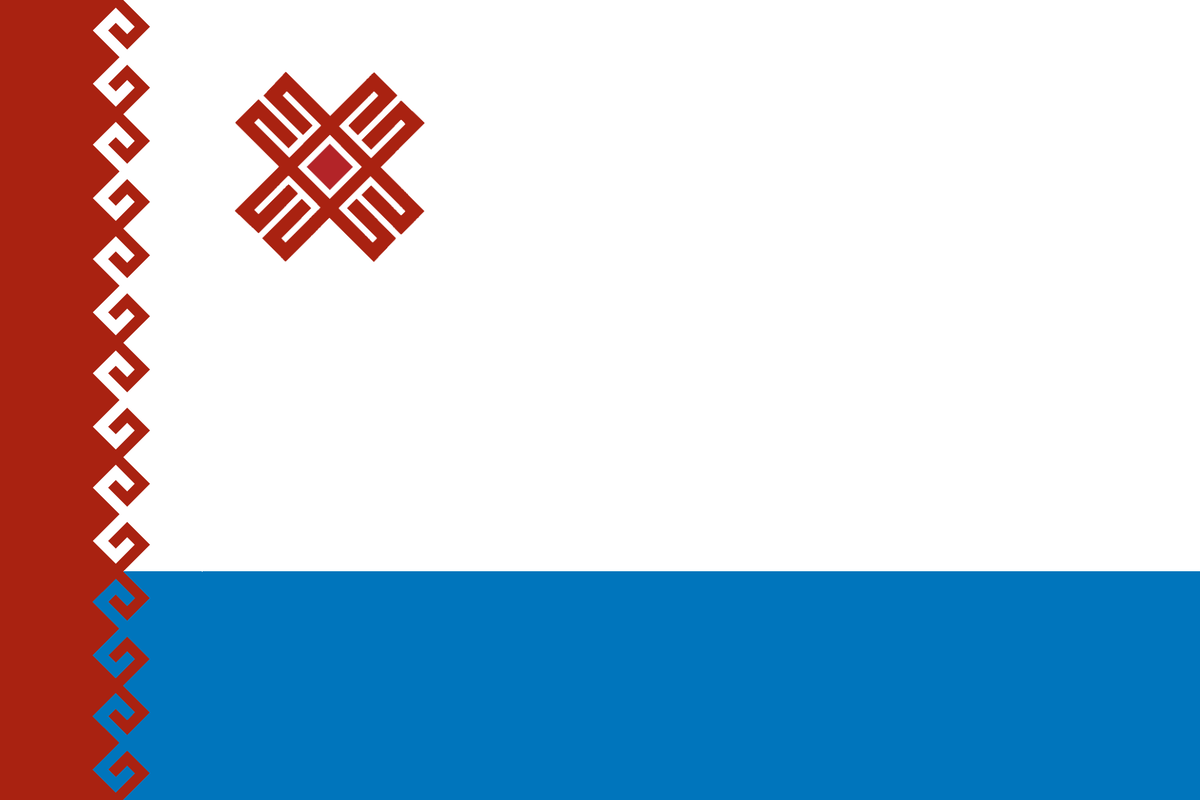 Flag of mari el with old texture Royalty Free Vector Image