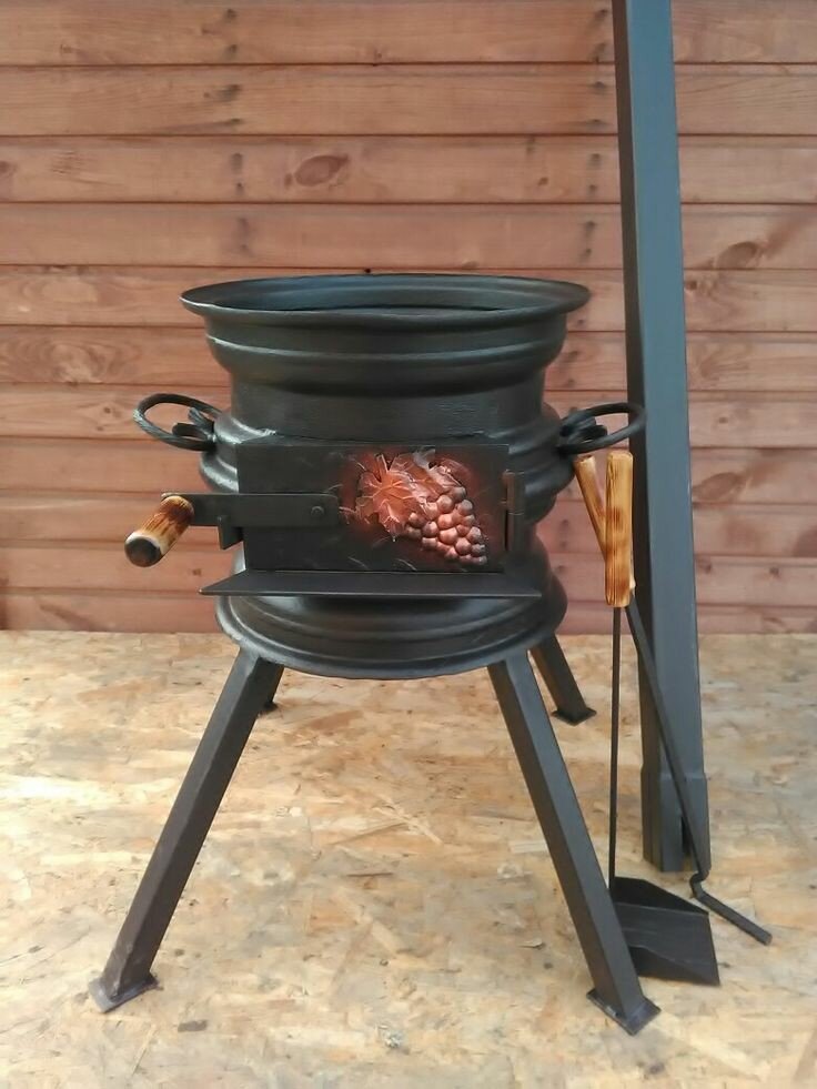 Самодельная печь из двух автомобильных дисков 