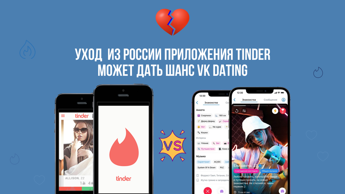 Уход из России Tinder может дать шанс VK Dating добиться успеха. | ТОММИГАН  — digital-агентство | Дзен