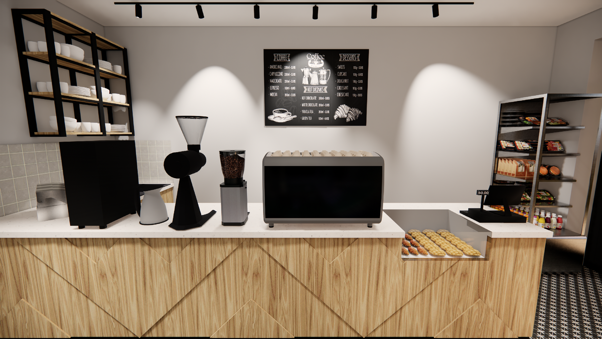 Бар с основными оборудованием (мокрая точка слева от текущего взгляда за нами)