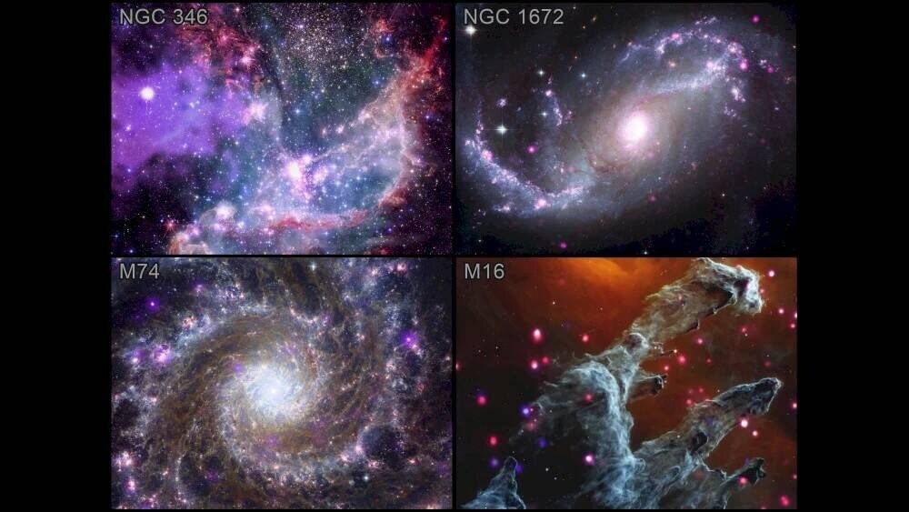 Credits: X-ray: Chandra: NASA/CXC/SAO, XMM: ESA/XMM-Newton; IR: JWST: NASA/ESA/CSA/STScI, Spitzer: NASA/JPL/CalTech; Optical: Hubble: NASA/ESA/STScI, ESO; Image Processing: L. Frattare, J. Major, and K. Arcand